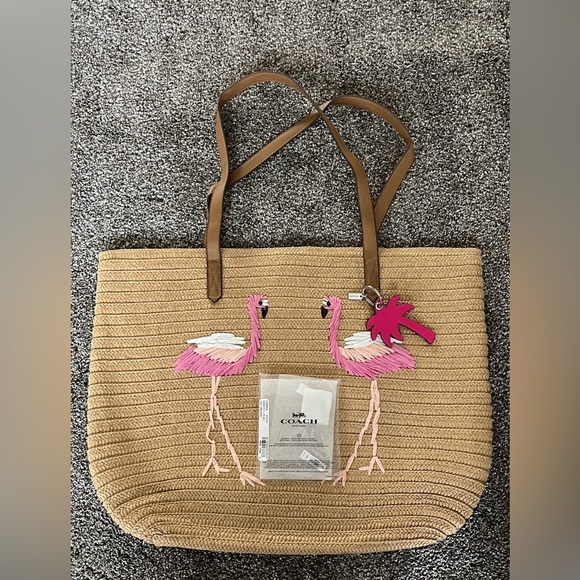 Coach Palm Tree Bag Charm Keychain Silver/Dragonfruit Pink CBK53 - Picture 4 of 6